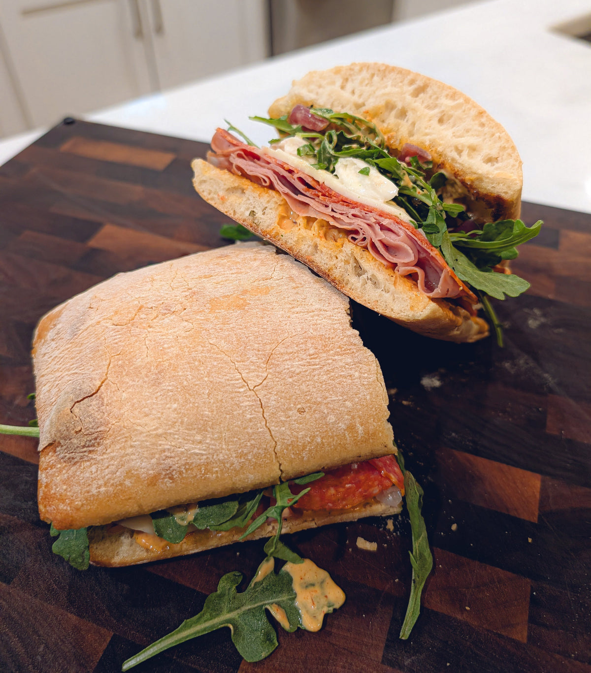 The Cousin: A sweet heat Italian deli sandwich with roasted red pepper and gochujang