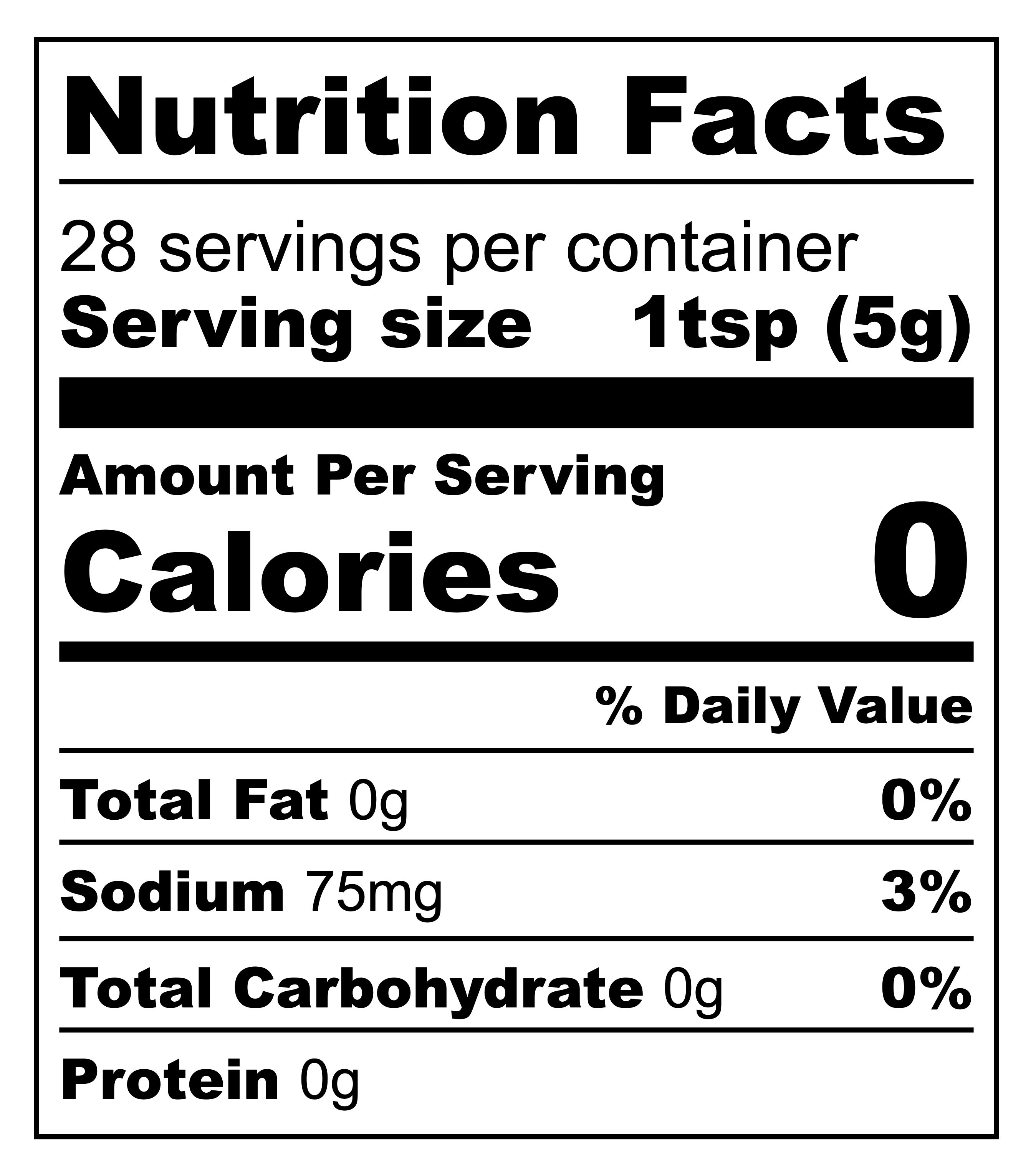 Green Jalapeño Cilantro hot sauce Nutrition Facts label close-up