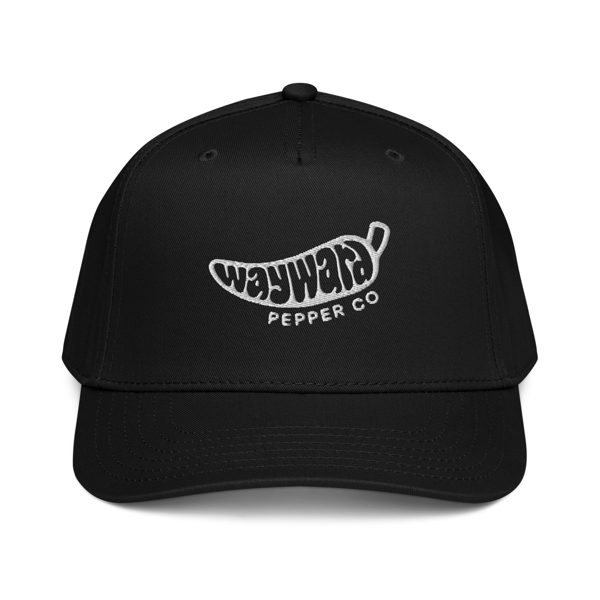 Wayward 5 Panel Cap in Black with white logo