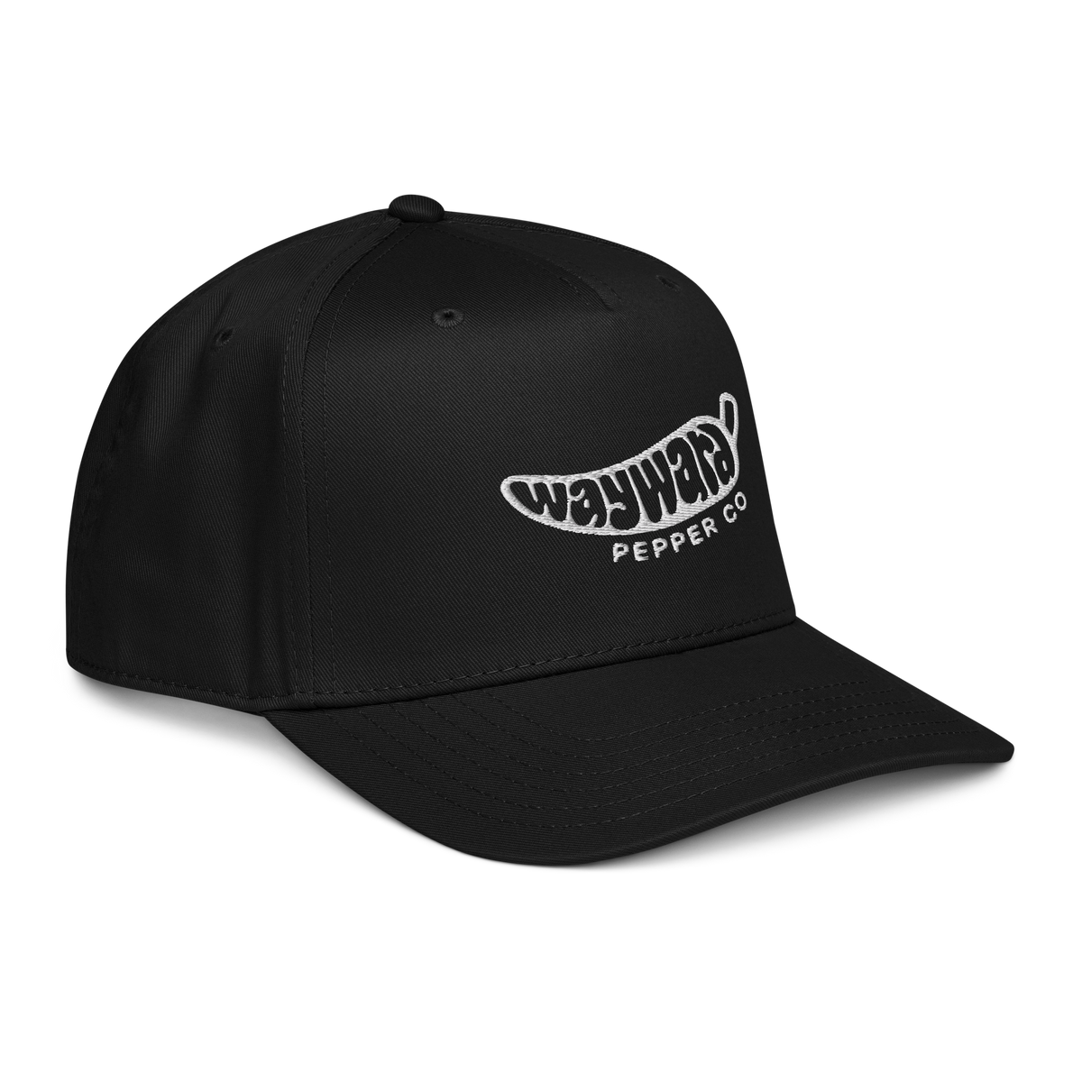 Wayward 5 Panel Cap with white logo, right front view