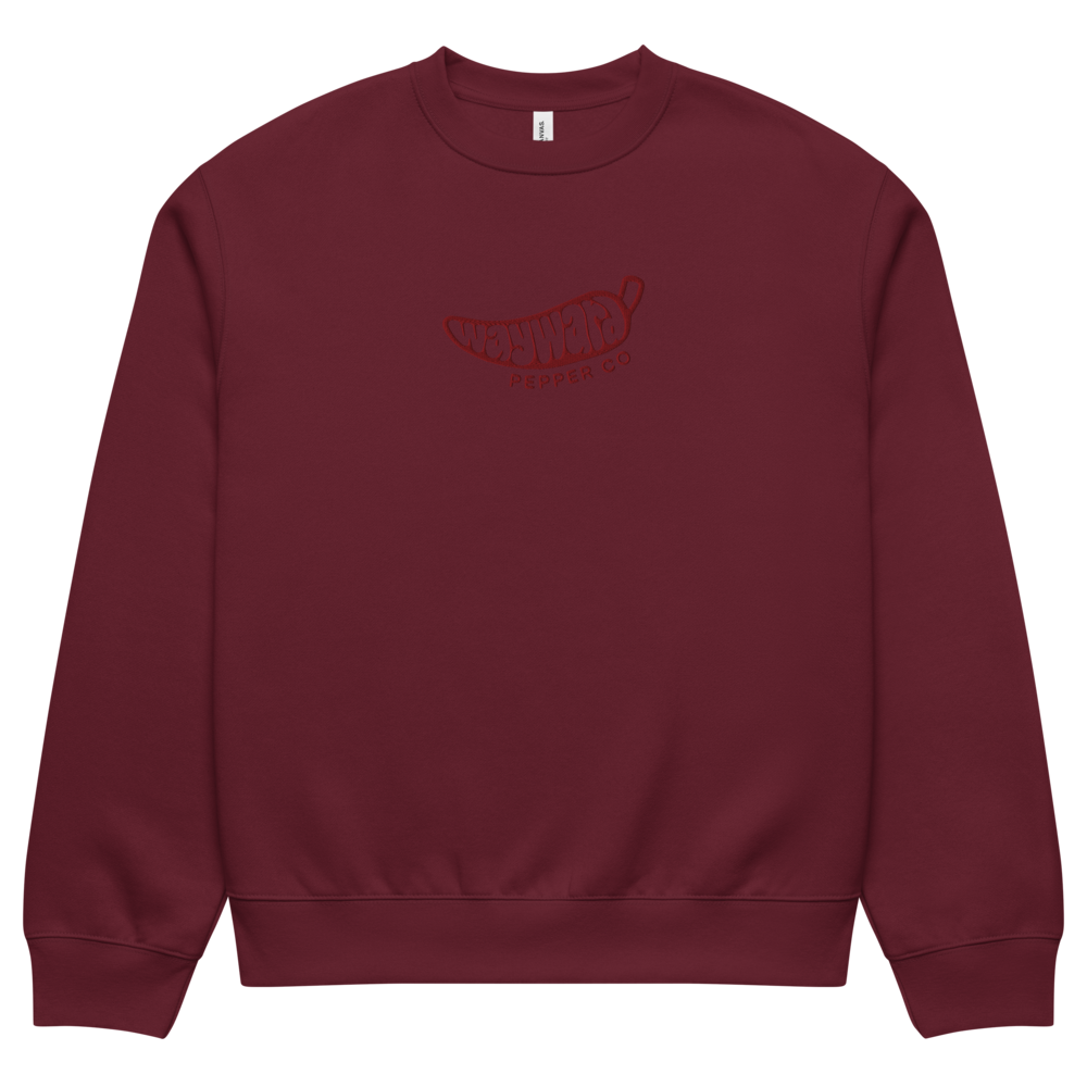 Wayward Embroidered Crewneck in Maroon